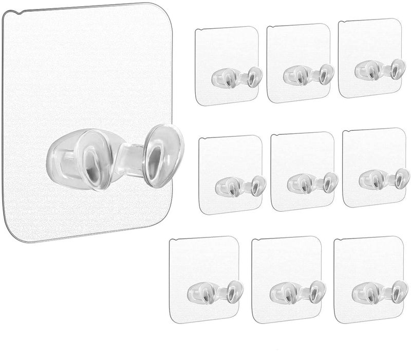 FOSCADIT FOSCADIT 10PCS Adhesive Hook Multifunctional Power Plugs Socket Holder Free Punching Stickers Wall Mounted Transparent MultiFunction Wall Storage HooksRazor HolderHome Wall Hanger for Keys  - Image 1