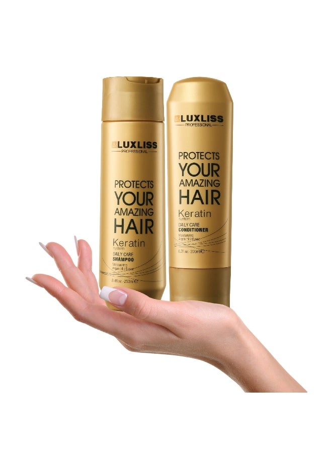 Luxliss Keratin Daily Care Conditioner  Shampoo  Gold editionPack of 2  250ml 200 ml - Image 3