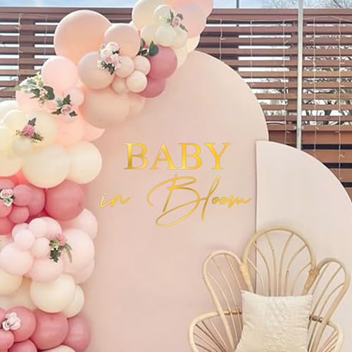 VANGNING Baby in Bloom Baby Shower Decal Sign Gender Reveal Girl Or Boy Baby Shower Decoration Baby in Bloom Sign for Arch Backdrop Gold Bloom - Image 1