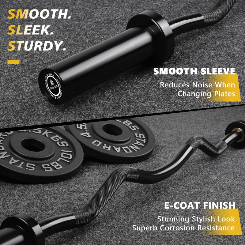 LIONSCOOL 28mm Grip EZ Curl Bar (Black) - Image 5