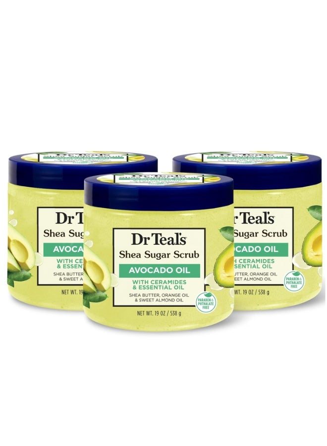 Dr Teal's Dr Teal's Shea Sugar Scrub, with Ceramides & Avocado Essential Oil, 19 oz (Pack of 3)  - Image 1
