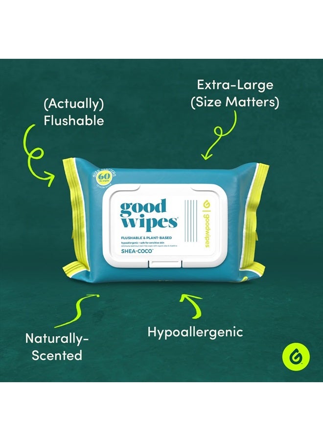 goodwipes Goodwipes Flushable & Plant-Based Wipes with Botanicals | Dispenser for At-Home Use | Shea-Coco with Aloe Septic and Sewer Safe | 360 count (6 packs) - Biggest Adult Wipes - Image 2