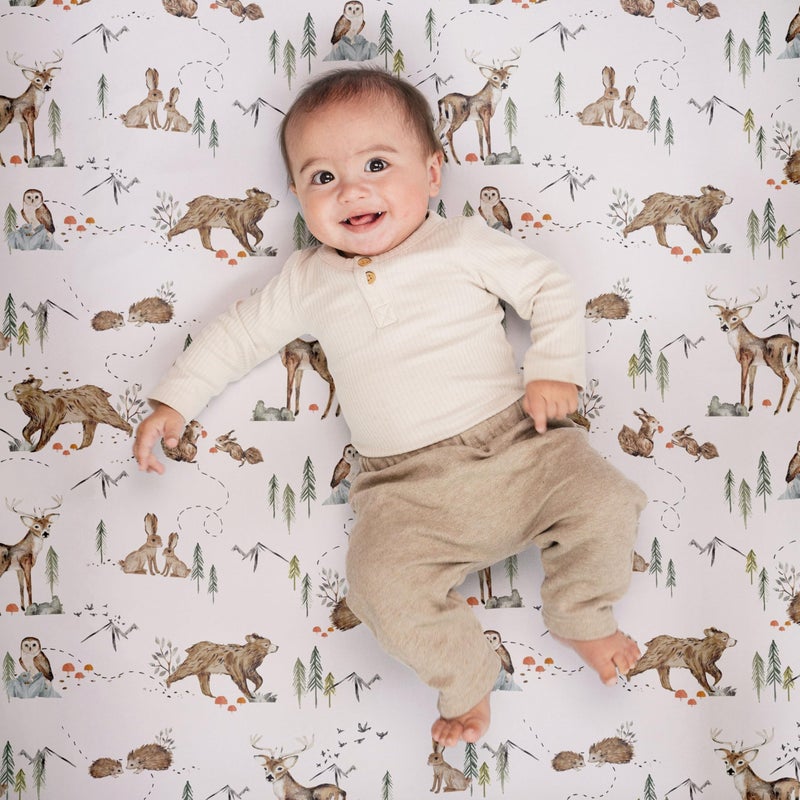Sorrel + Fern Crib Sheets Neutral - Fitted Baby Crib Sheets Bed for Girl Boy - 2 Pack Standard & Toddler Mattress - Buttery Soft Organic Cotton Blend (Magic Forest) - Image 3