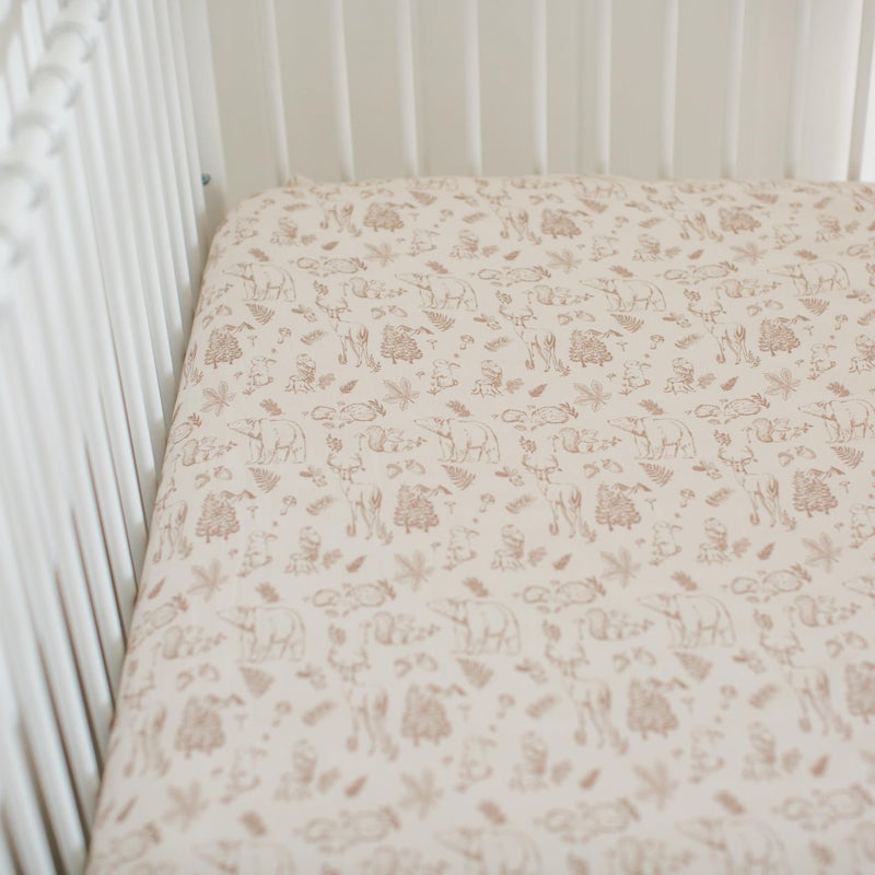 Sorrel + Fern Crib Sheets Neutral - Fitted Baby Crib Sheets Bed for Girl Boy - 2 Pack Standard & Toddler Mattress - Buttery Soft Organic Cotton Blend (Magic Forest) - Image 4