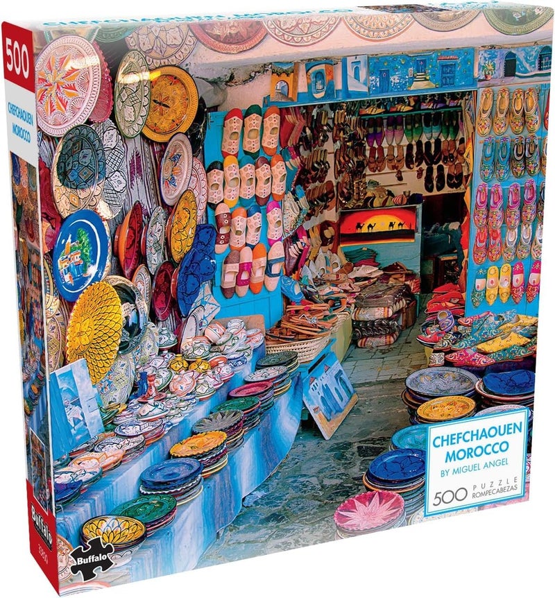 Buffalo Games Miguel Angel Chefchaouen Morocco 500 Piece Jigsaw Puzzle for Adults Challenging Puzzle Perfect for Game Nights 500 Piece Finished Size is 2125 x 1500 Large