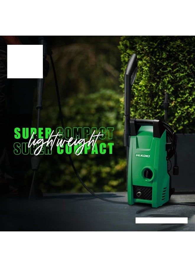 Hikoki غسالة ضغط عالي 100 بار | 1400 واط غسالة كهربائية محمولة | غسالة سيارات خفيفة الوزن 5.4 كجم لتنظيف المنزل والدراجات والفناء والهواء الطلق – آلة رش مدمجة (قابس إماراتي) - Image 2