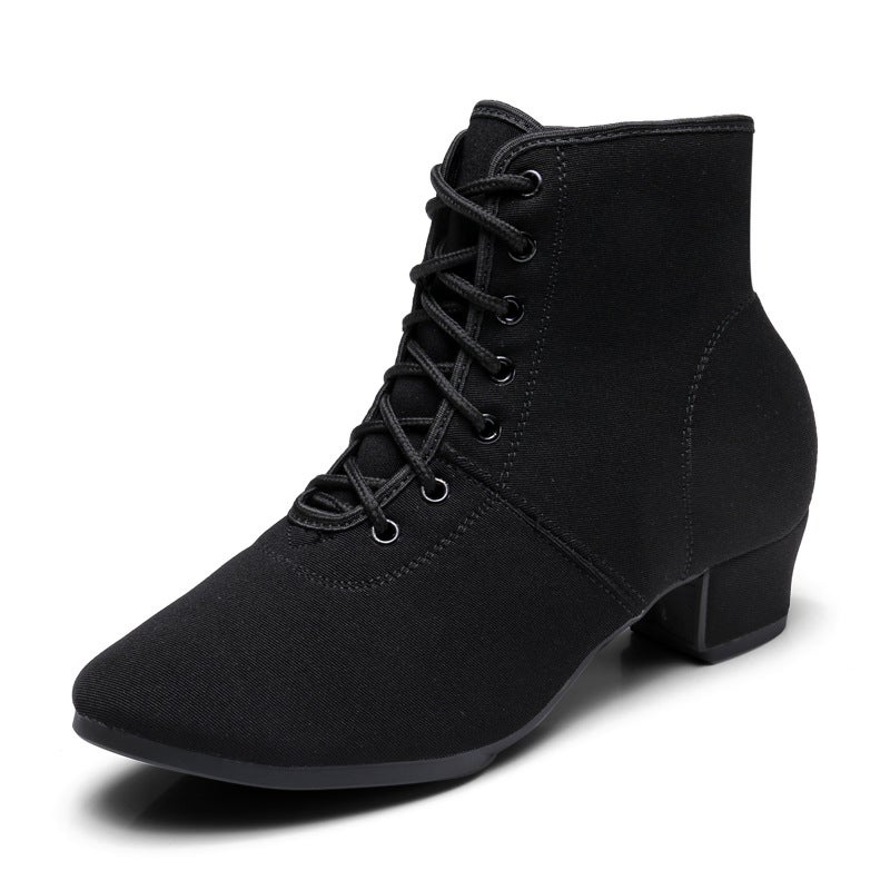 Generic Autumn and winter high-top dance shoes dancing square dance soft-soled dance shoes Latin dance shoes mid-heel sailor dance shoes Black 3.5cm with straight rubber bottom