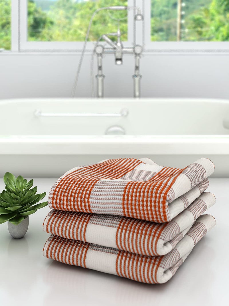 Athom Trendz Athom Living Cotton Lightweight Quick-Dry & High Absorbant Bath Towel, Pin Stripes Green -75x150 cm (Pack of 3) - Image 1