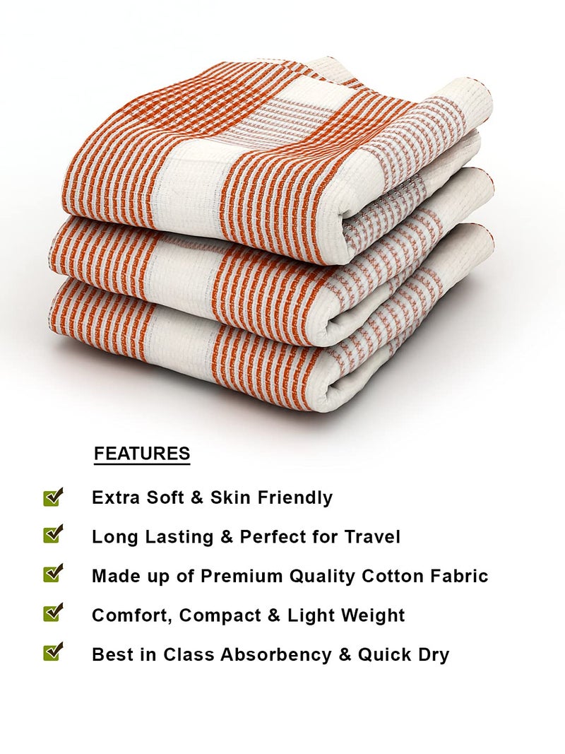 Athom Trendz Athom Living Cotton Lightweight Quick-Dry & High Absorbant Bath Towel, Pin Stripes Green -75x150 cm (Pack of 3) - Image 3