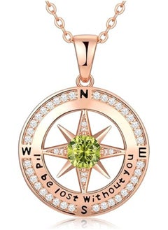 Zifeel Compass Necklace Gifts for Women wife - S925 Sterling Silver Birthstone Necklaces for Women - Anniversary Birthday Gifts for Her Wife Girlfriend - Valentines Day Mom Mother’s Day  Gifts  - Image 1