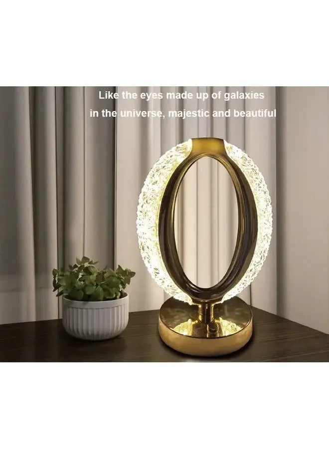 كروني مصباح عين نجمي ثلاثي الألوان يعمل باللمس، مصباح مكتب كريستالي فاخر حديث لغرفة النوم، ضوء ليلي محمول - Image 2