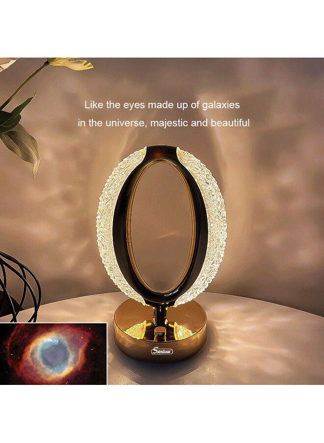 كروني مصباح عين نجمي ثلاثي الألوان يعمل باللمس، مصباح مكتب كريستالي فاخر حديث لغرفة النوم، ضوء ليلي محمول - Image 4