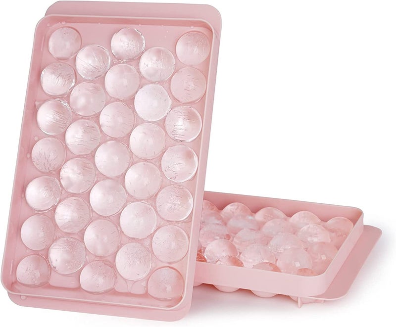 Whitecloud TRANSFORMING HOMES Whitecloud TRANSFORMING HOMES® Round Ice Cube Tray Ice Ball Maker Mold for Freezer Mini Circle Ice Cube Tray Making 1.0in X 33PCS Sphere Ice Chilling Cocktail Whiskey & Cold Coffee (CT33) (Pink)  - Image 1