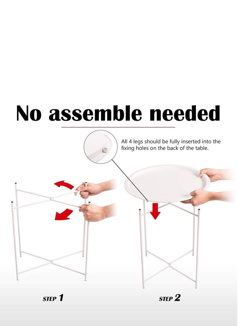 كابيتال طاولة مستديرة بتصميم صينية للشاي والقهوة لون أبيض - Image 4