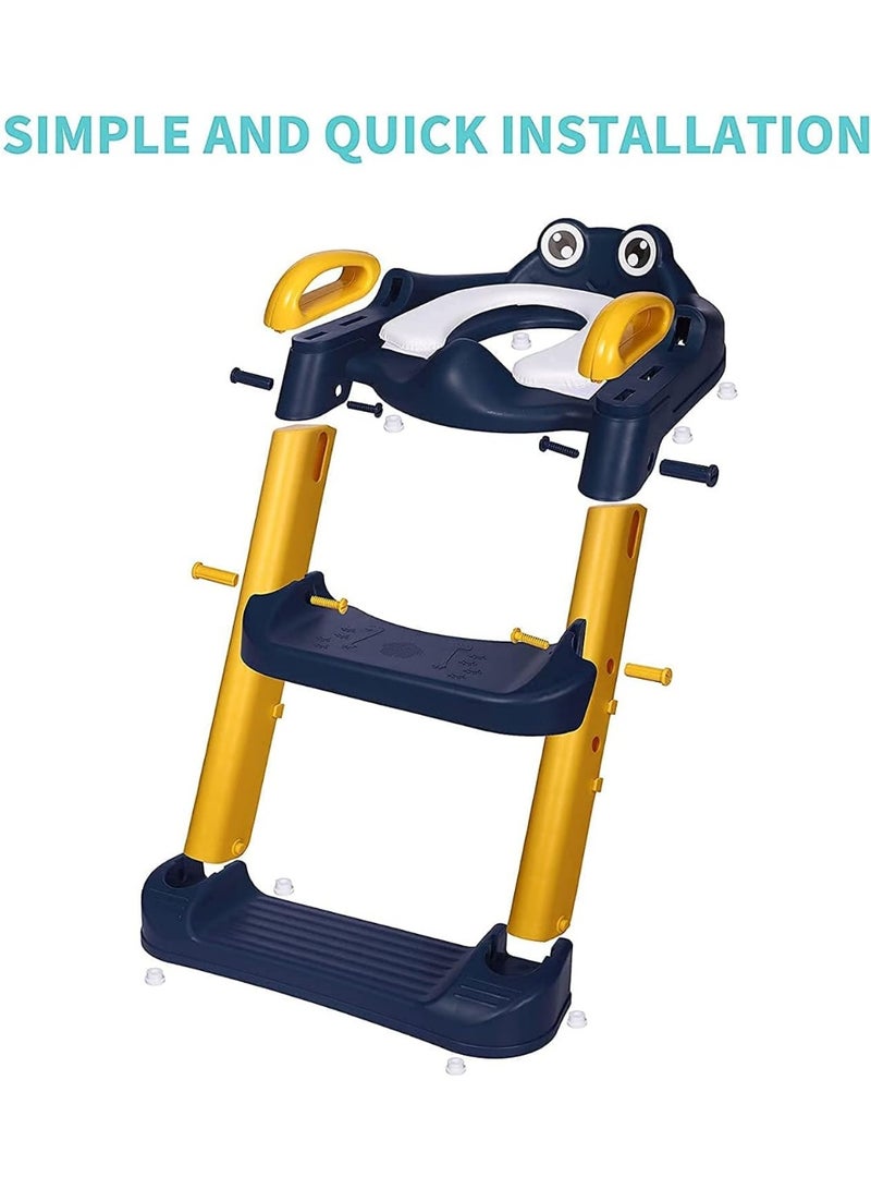 Arabest Potty Training Seat, Toddler Toilet Seat with Adjustable Step Stool Ladder, 2 in 1 Foldable Kids Toilet Training Seat, Splash Guard & Anti-Slip Handles for Boy Girl - Image 3