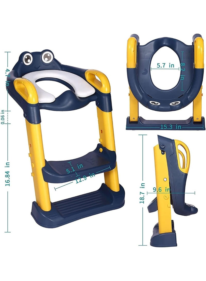Arabest Potty Training Seat, Toddler Toilet Seat with Adjustable Step Stool Ladder, 2 in 1 Foldable Kids Toilet Training Seat, Splash Guard & Anti-Slip Handles for Boy Girl - Image 5