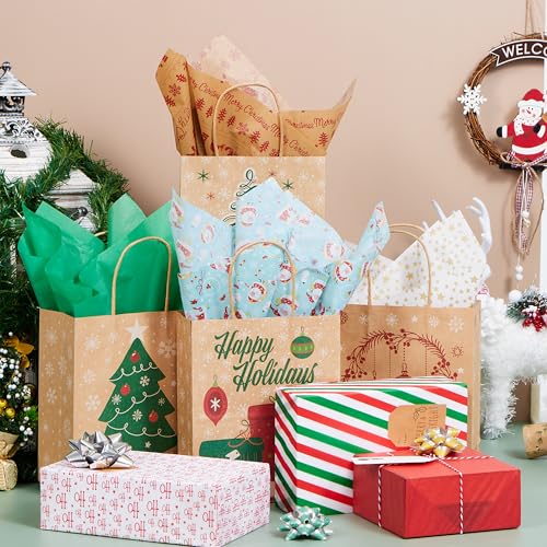 Joiedomi 150 Sheets Christmas Tissue Paper Assorted Design; Easy and Fast Gift Wrapping Accessory Perfect for present Boxes, Xmas Gift Wrapping Bags and Wine Bottles - Image 5