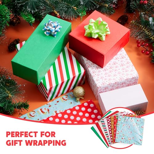Joiedomi 150 Sheets Christmas Tissue Paper Assorted Design; Easy and Fast Gift Wrapping Accessory Perfect for present Boxes, Xmas Gift Wrapping Bags and Wine Bottles - Image 3