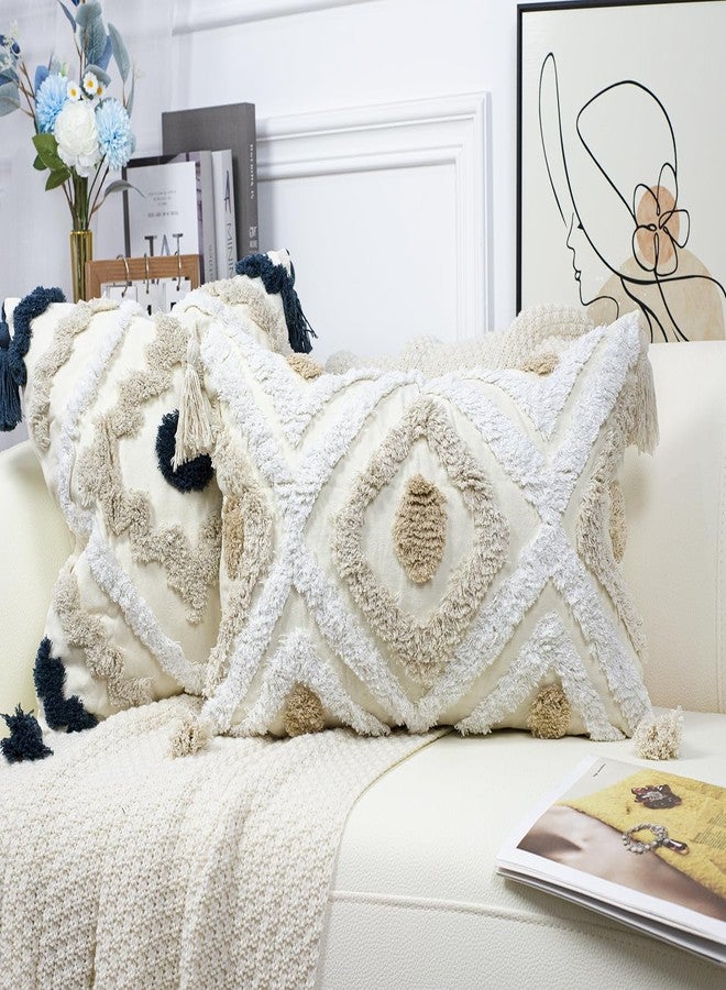 NUYECY Modern Long Lumbar Throw Pillow Cover 12 x 24,Cotton and Linen Tufted Decorative Boho Long Lumbar Pillow Case for Couch Sofa Bed Farmhouse Chair Outdoor,Khaki&Beige&White - Image 3