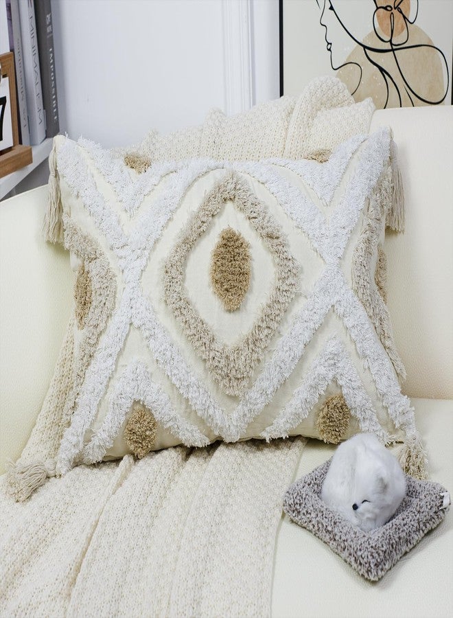 NUYECY Modern Long Lumbar Throw Pillow Cover 12 x 24,Cotton and Linen Tufted Decorative Boho Long Lumbar Pillow Case for Couch Sofa Bed Farmhouse Chair Outdoor,Khaki&Beige&White - Image 2