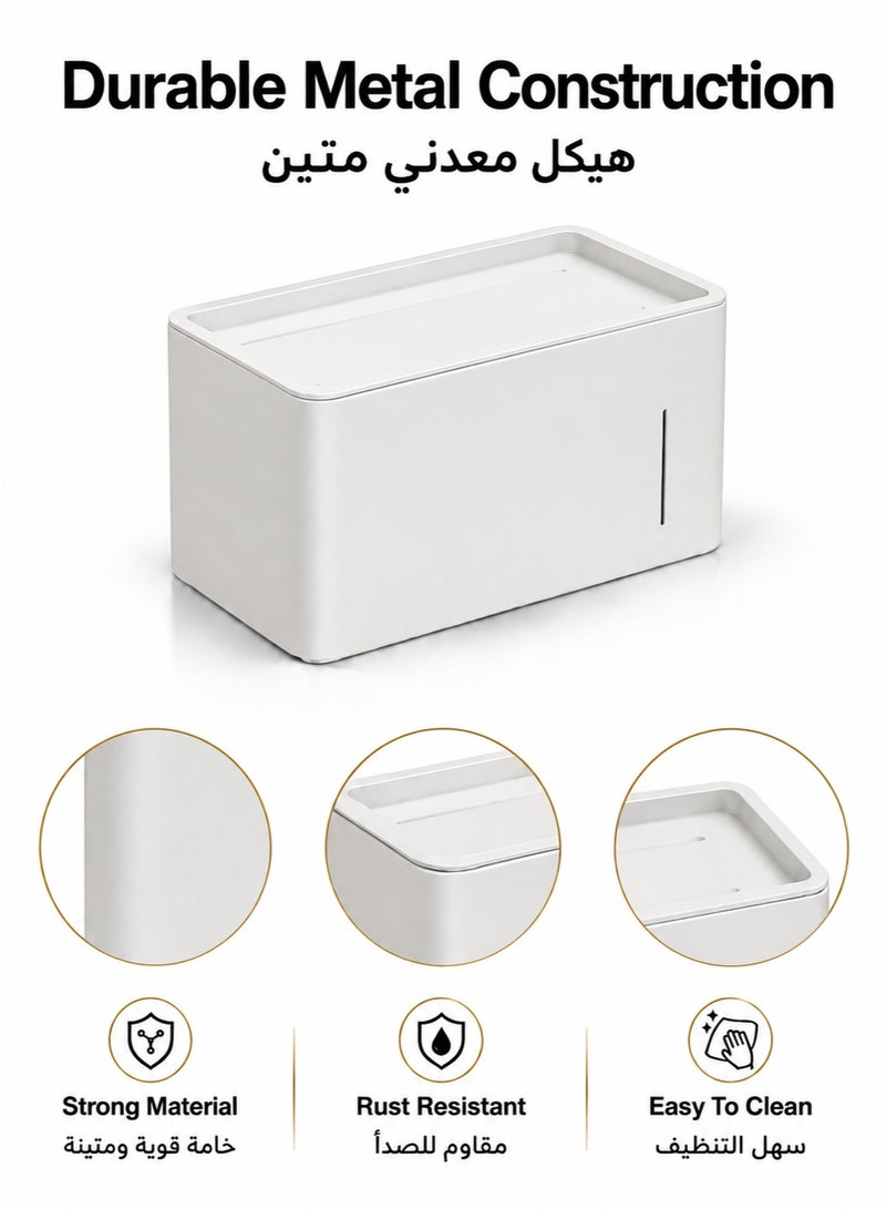 سيرينوفيا حامل علبة مناديل، حامل ورق تواليت فولاذي مع رف للهاتف، حامل لفة مناديل الحمام يُثبّت على الحائط، مقاوم للماء والصدأ، مخصص للفافات ومناديل الورق - إكسسوارات حمام موفرة للمساحة (أبيض) - Image 2