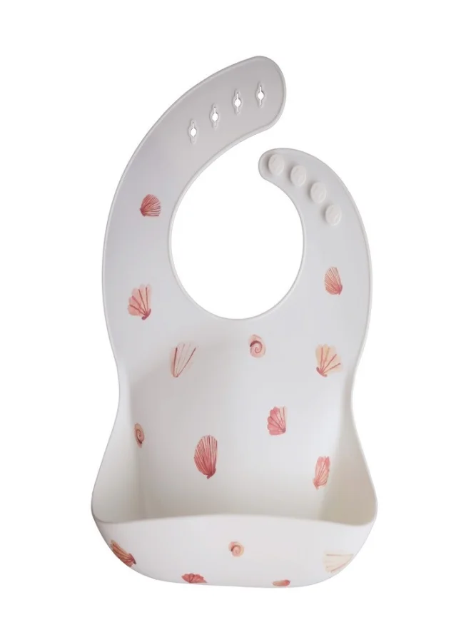 mushie Silicone Baby Bib - Light In Shell