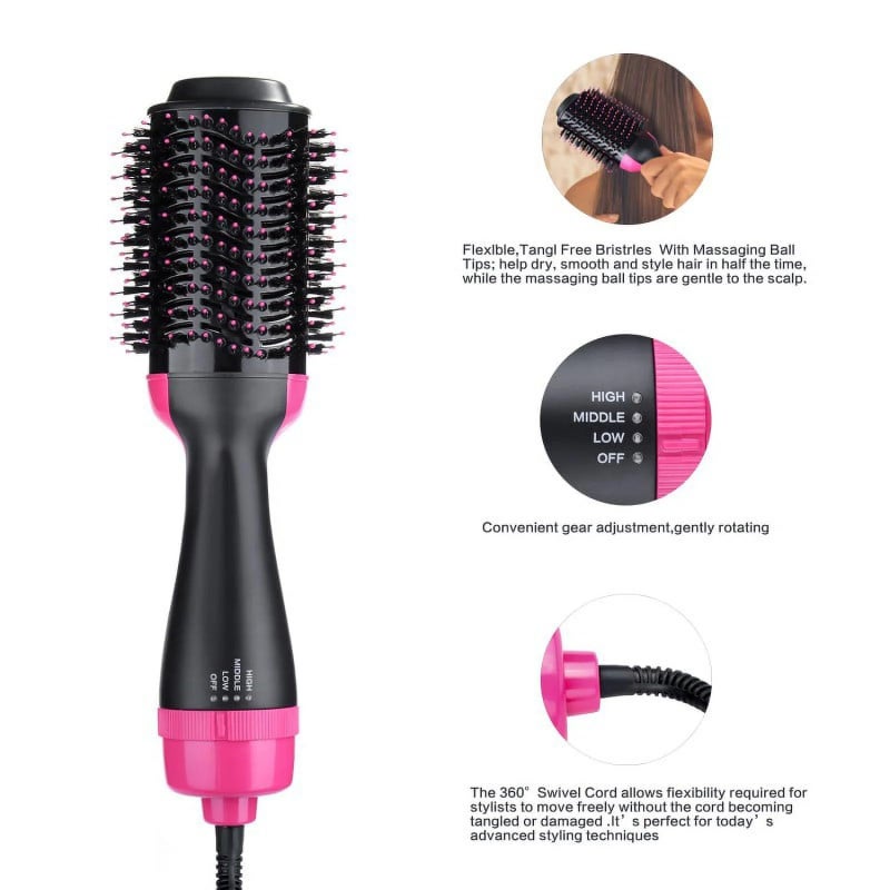Derovan 3-in-1 Hot Air Styling Brush – Dryer, Straightener & Volume Enhancer with Ionic Technology - Image 3