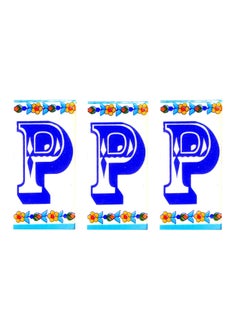 Shiv Kripa Blue Pottery Shiv Kripa Blue Pottery Decor Wall Ceramic P Alphabets Tiles Handmade Wall Tiles 2 x 4 Inch Set of 3 Tiles Multi Color 