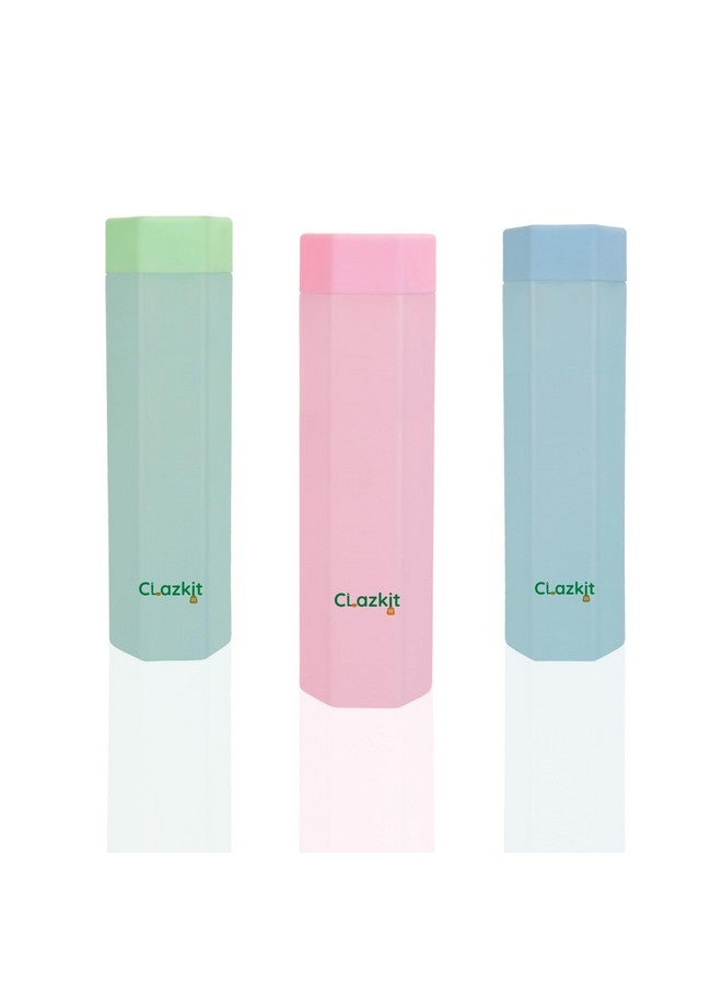 Clazkit Plastic Hexagon Shaped Water Bottle| Office Bottle | Gym Home Kitchen Travel Hiking Treking Set Of 3 1 Litre, Multicolor - Image 1