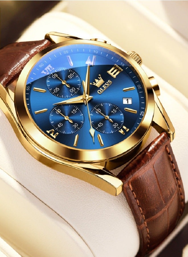 أوليفز الرجال ووتش بو الجلود حزام توقيت ووتش ديلوكس متعددة الوظائف الاتصال الهاتفي noctilucent للماء التقويم القمر المرحلة التناظرية الكوارتز ووتش الرياضة - Image 2