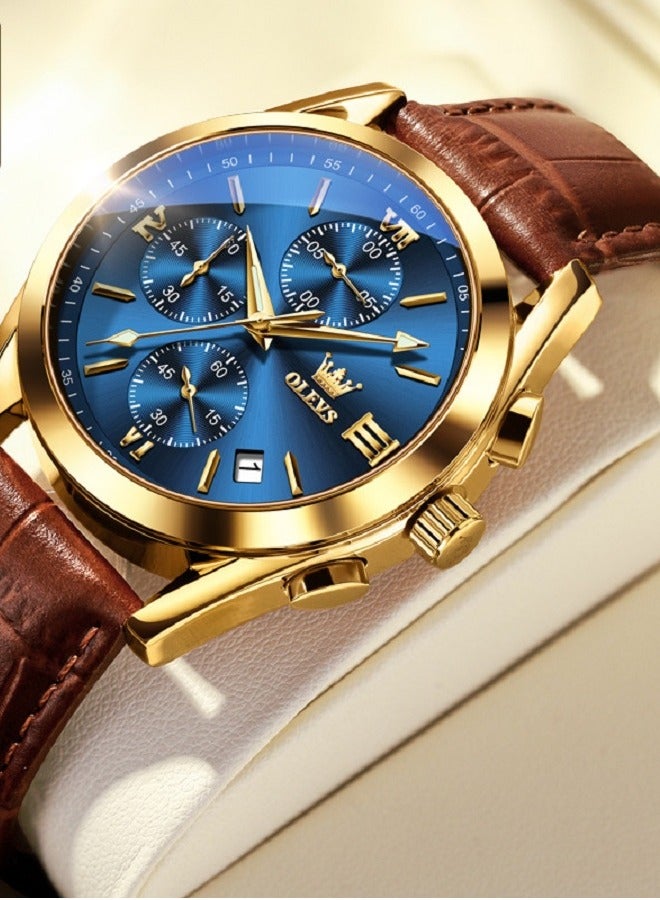 أوليفز الرجال ووتش بو الجلود حزام توقيت ووتش ديلوكس متعددة الوظائف الاتصال الهاتفي noctilucent للماء التقويم القمر المرحلة التناظرية الكوارتز ووتش الرياضة - Image 3