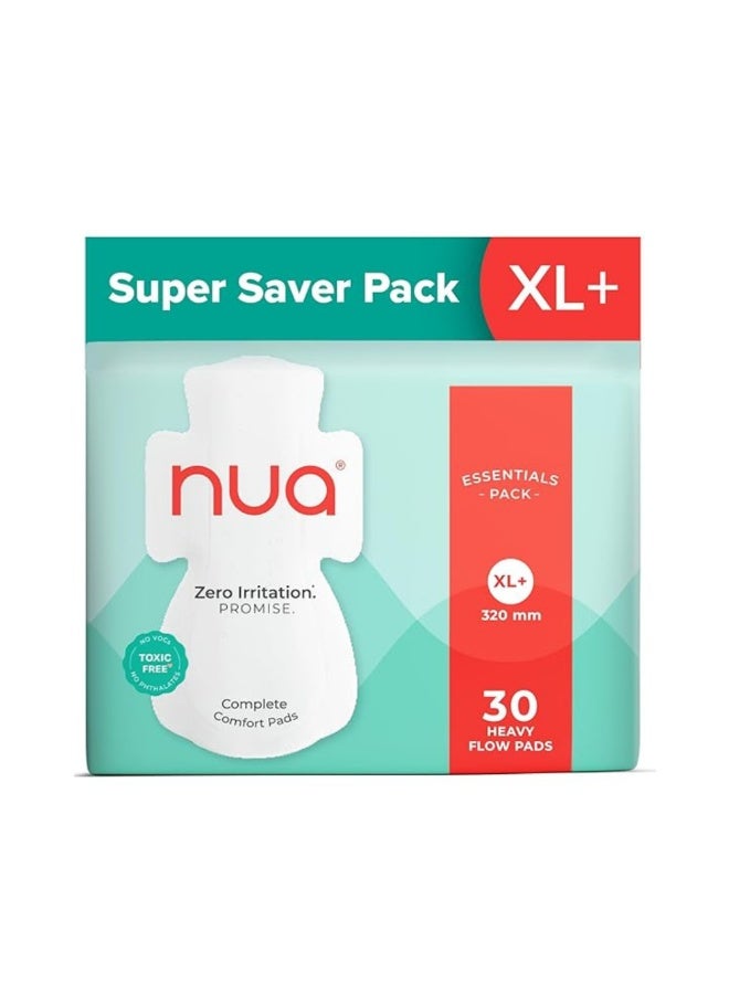 Nua Cotton Sanitary Pads for Women, Toxic-Free & Rash-Free, Unscented, Leakproof – Complete Comfort for Heavy Flow (30 Pads) - Image 1