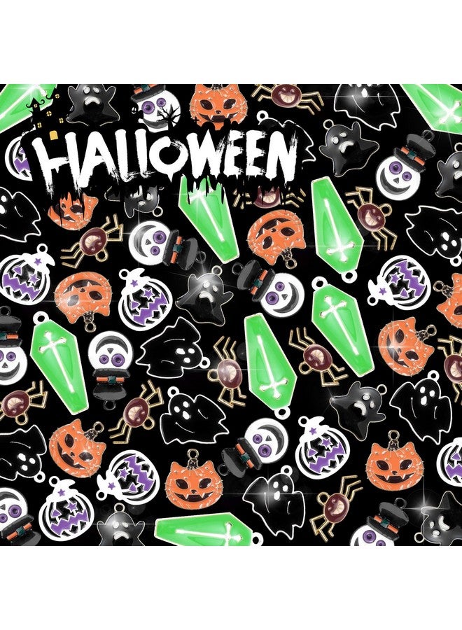 CESUSME 42 Pcs Halloween Charms Bulk, 7 Styles Horror Ghost Cat Halloween Charms For Jewelry Making, Spider Coffin Pumpkin Halloween Pendant Charms For Bracelets Earring Diy Crafts Accessories - Image 3