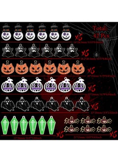 CESUSME 42 Pcs Halloween Charms Bulk, 7 Styles Horror Ghost Cat Halloween Charms For Jewelry Making, Spider Coffin Pumpkin Halloween Pendant Charms For Bracelets Earring Diy Crafts Accessories  - Image 2