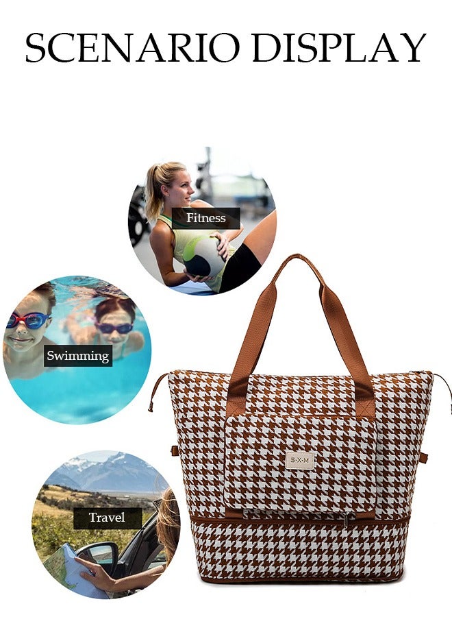 DUNISO Expandable Travel Duffel Bag，Water Resistant Gym Handbag，Large Capacity Tote Bag With Zipper，For Both Men And Women，With Trolley Sleeve，Suitable For Business Trips, Shopping, And Fitness - Image 3