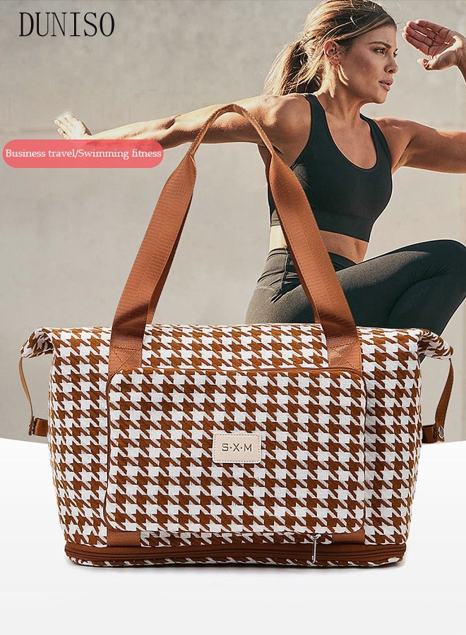 DUNISO Expandable Travel Duffel Bag，Water Resistant Gym Handbag，Large Capacity Tote Bag With Zipper，For Both Men And Women，With Trolley Sleeve，Suitable For Business Trips, Shopping, And Fitness - Image 1