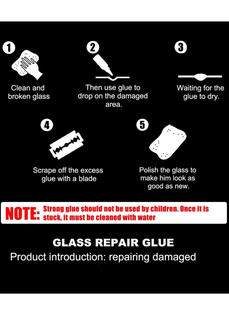 Captaintech 2x50ml Car Windshield Crack Scratch Resin Repair Tool For Glass Chips And Cracks, DIY Car Windshield Repair Kit, Car Windscreen Glass Repairing Glue For Bulls Eyes, Star Half Moon, Start-Shaped Crack - Image 3