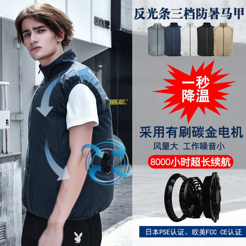 Summer Outdoor Cooling Air Conditioning Clothing Reflective Fishing Vest Pse Certification Fan Air Conditioning Clothing - Image 3