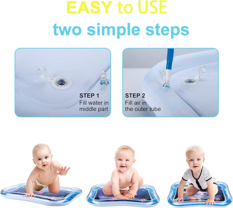 Jestilo - Tummy Time Toys, Baby Tummy Time Mat, Baby Water Mat, Sensory Mat, Tummy Time Water Mat, 4 Month Old Baby Toys, Water Play Mat, Best for Age Between 3 to 9 Months, Blue Color - Image 5
