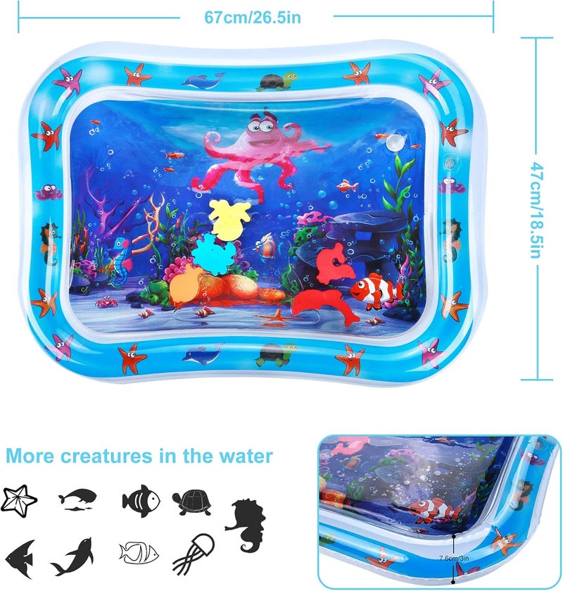 Jestilo - Tummy Time Toys, Baby Tummy Time Mat, Baby Water Mat, Sensory Mat, Tummy Time Water Mat, 4 Month Old Baby Toys, Water Play Mat, Best for Age Between 3 to 9 Months, Blue Color - Image 3