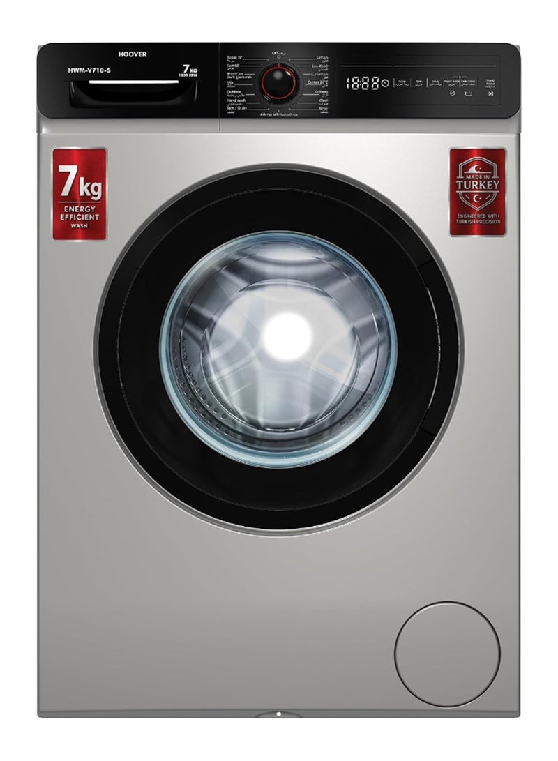 هوفر غسالة بسرعة 1000لفة/الدقيقة 7 kg HWM-V710-S فضي - Image 1