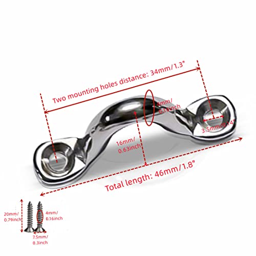 GDQLCNXB 15Pcs M4 316 Stainless Steel Bimini Boat Top PAD Eye, Eye Straps, Tie Down, Kayak Deck Loops, Tie Down Anchor Point, footman's Loop for Kayak Canoe Rigging - Image 2