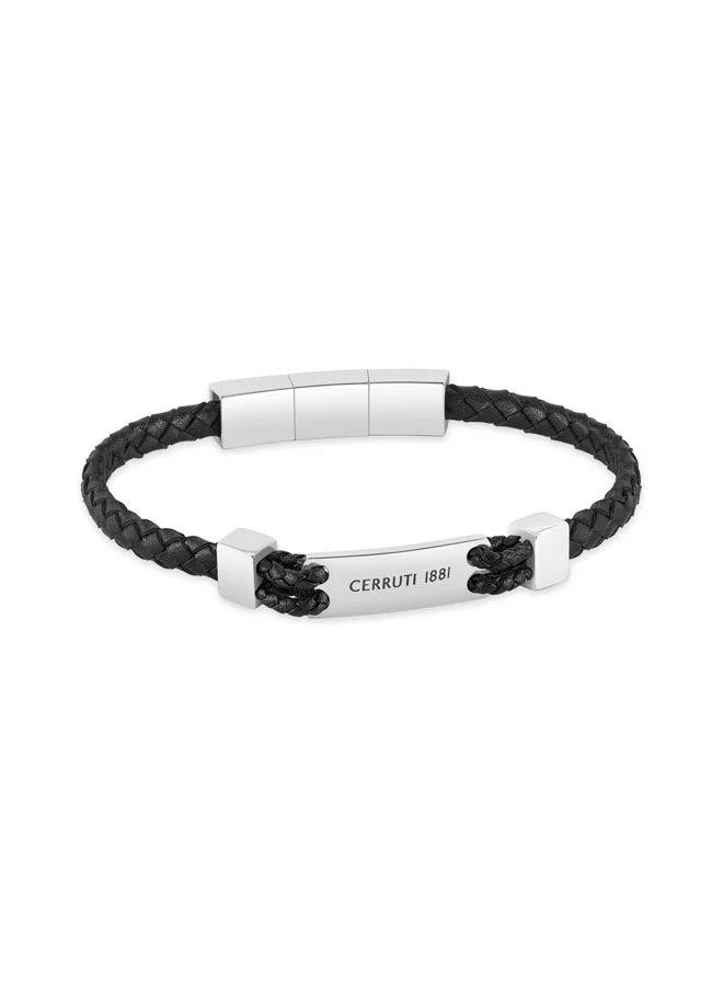 Alessandro Black Braided Leather Bracelet for Men