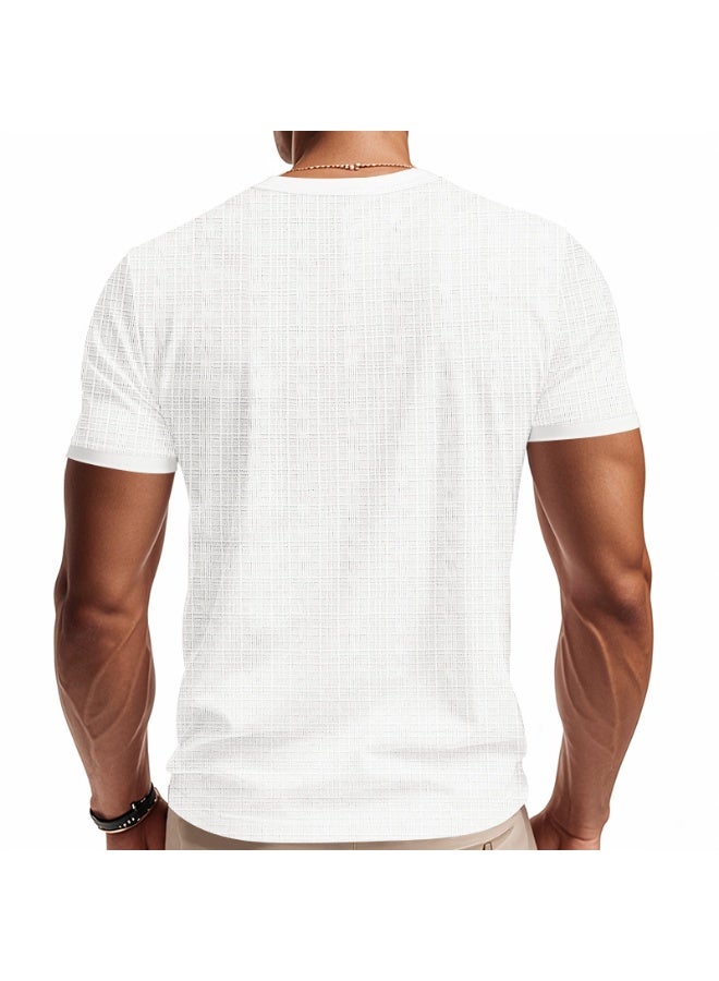 Loose Casual Short Sleeve Men's T-shirt Bamboo Fiber Summer Breathable Vintage  Shirt - Image 3