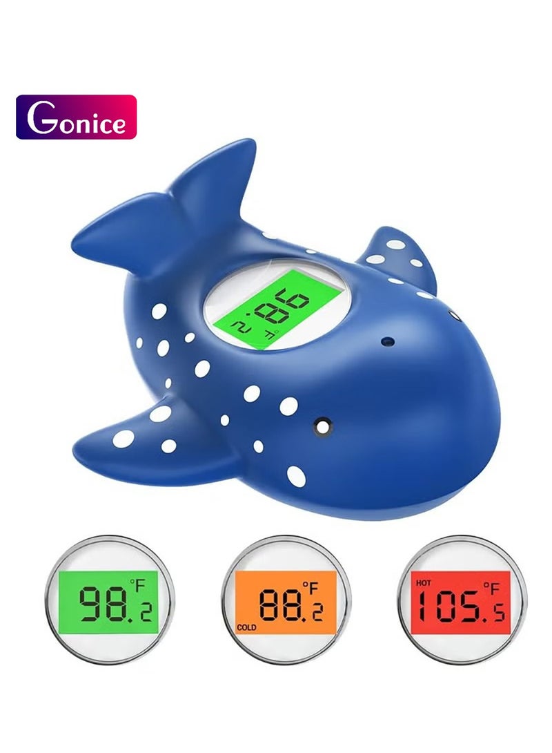 Gonice Baby Bath Thermometer, Infant Digital Water Thermometer Safety with 3 Color Backlit and Temperature Warning, Room Thermometers Floating Toy for Infant, Toddler, Bathtub, Swimming Pool (Navy Blue) - Image 1