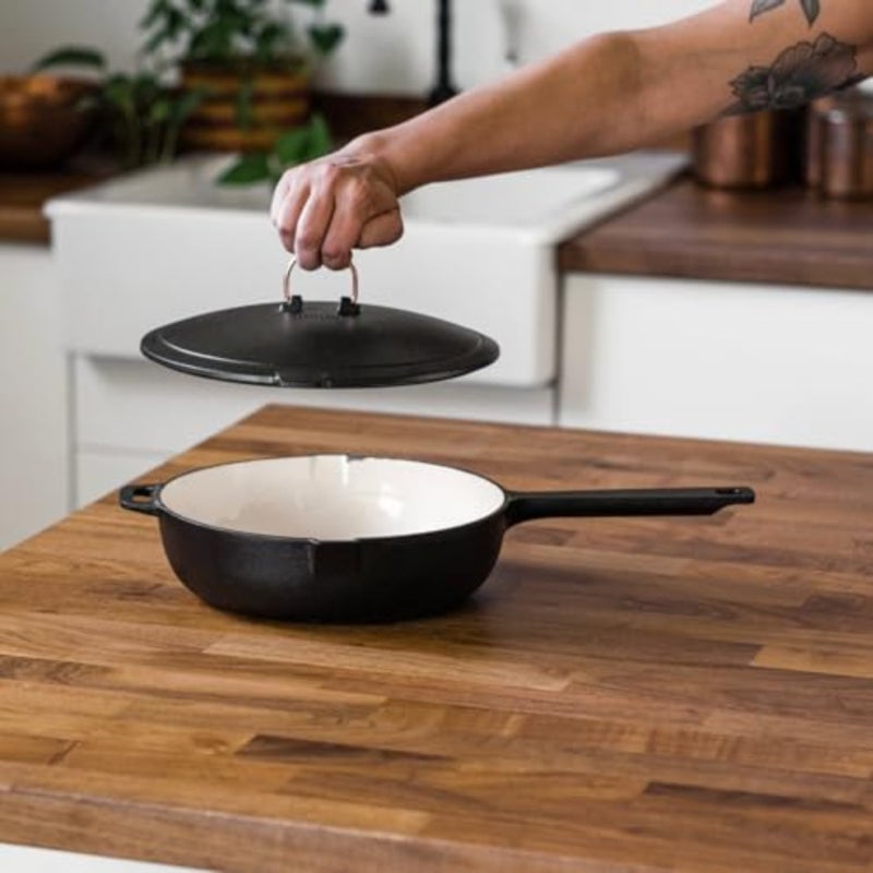 - Enamel Lined Cast Iron Skillet - 10 in - Vintage White - Image 3