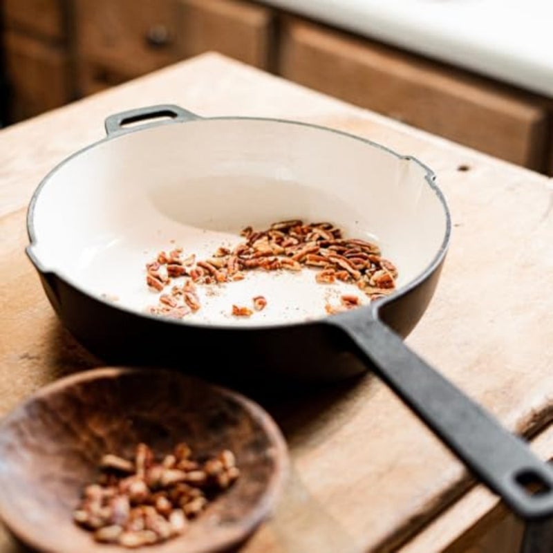 - Enamel Lined Cast Iron Skillet - 10 in - Vintage White - Image 5