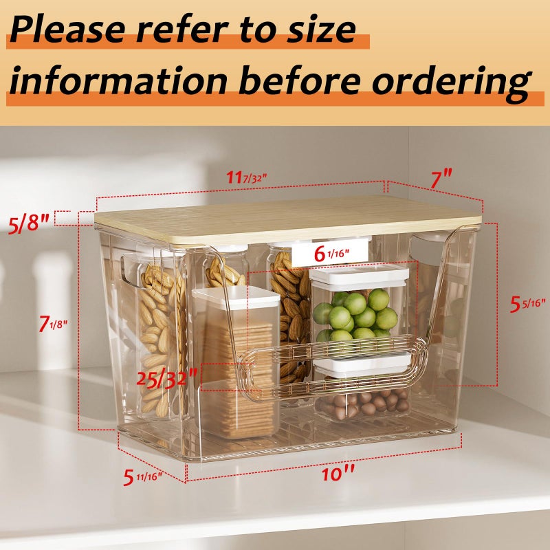 Delamu 2 Set Pantry Organizers and Storage, Trash Bag Holder Under Sink Organizer for 4-13 Gal Bags, Trash Bag Dispenser with Bamboo Top for Onion, Potato, Garlic, Clear (11-7/32"L*7" W*7-1/8"H) - Image 2