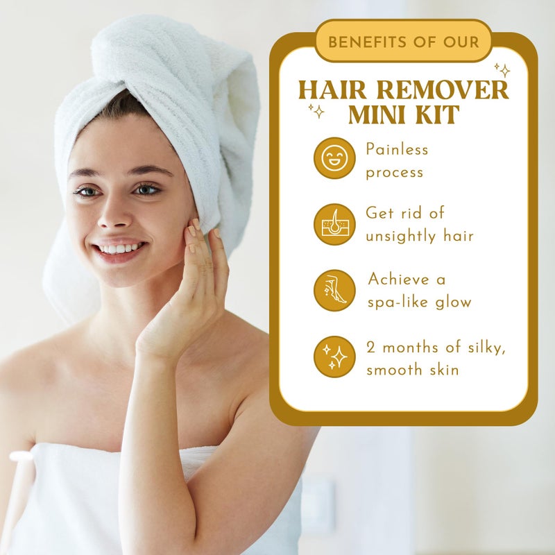 MOOM مووم - مجموعة سفر شمع السكر للوجه، لإزالة الشعر من الذقن والحواجب والشفة العليا - مصنوعة من الألوة فيرا وزيت شجرة الشاي - تشمل وعاء 1.6 أونصة، 6 شرائط قماش قابلة لإعادة الاستخدام و2 عصا لتطبيق الشمع - Image 4