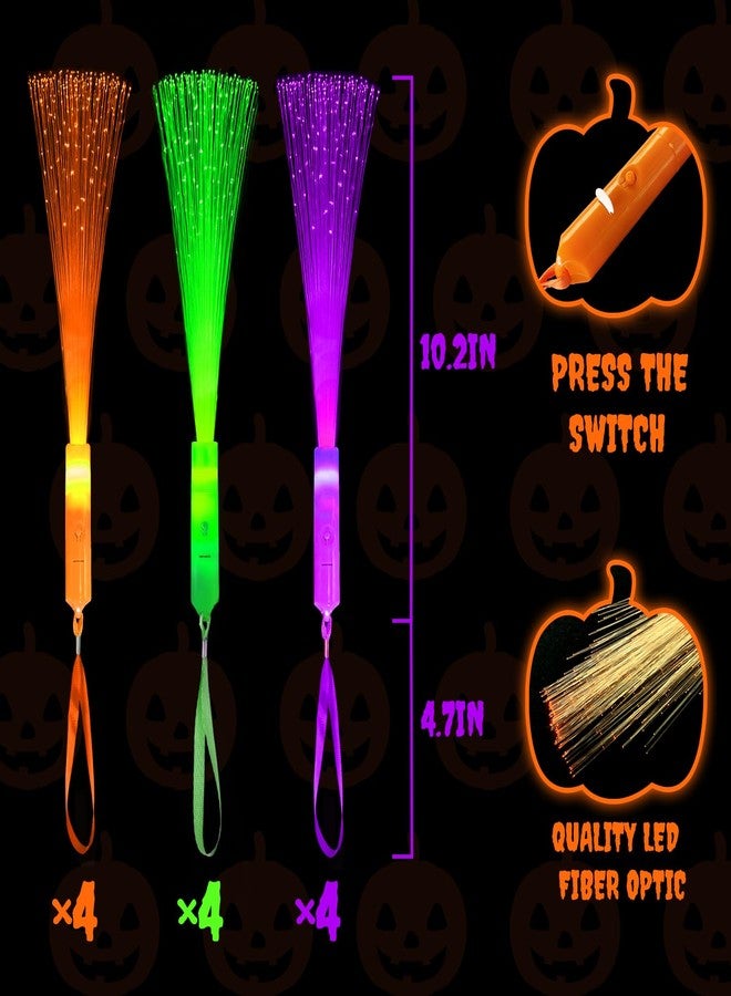 Wondrus Halloween Glow in Dark Party Favors Accessories-12 Pack, Light Up Fiber Optic Wand Toy Gift for Toddlers, Non Candy Trick or Treat Trinkets,Halloween Prizes Stuff Birthday Games Activities Decorations - Image 4